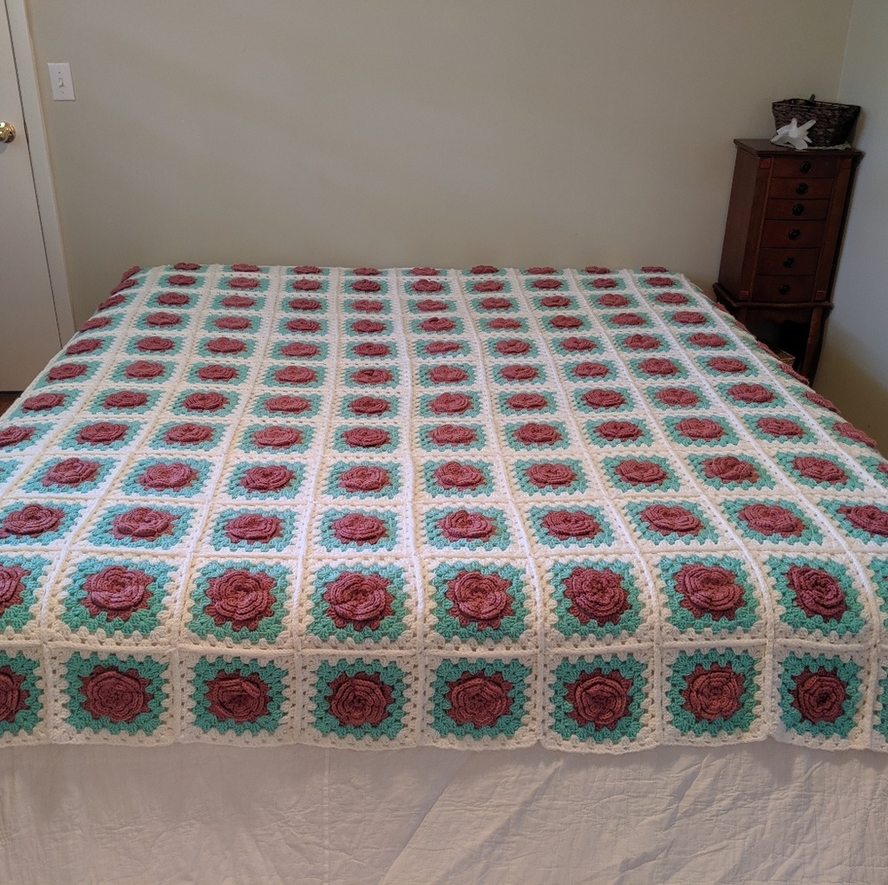 Vintage Style Handmade Crochet Bedspread